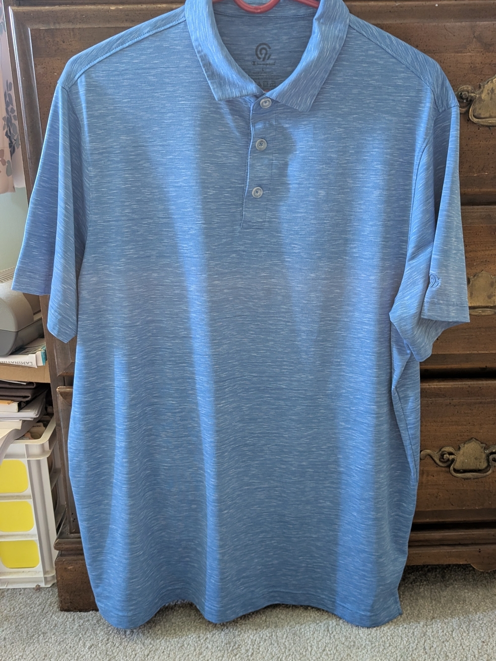 Men's Heathered Light Blue Performance Polo Shirt